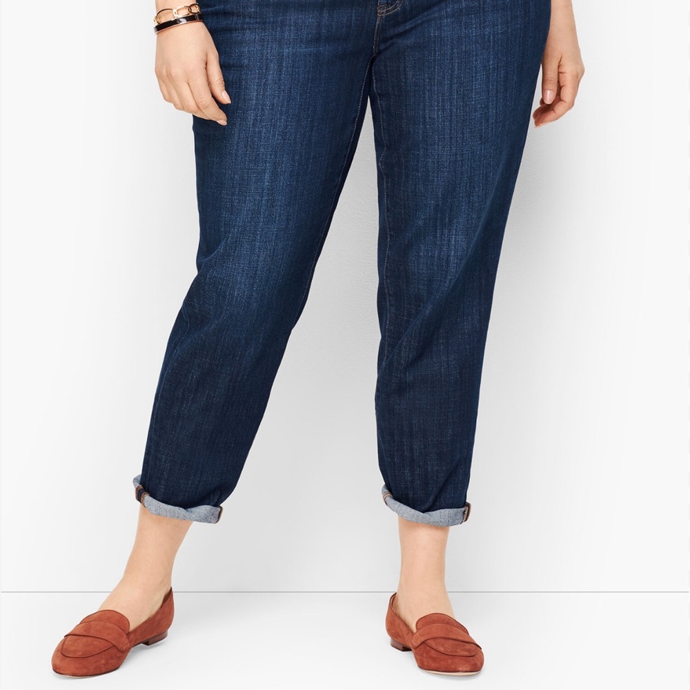 Talbots Flawless Dark Wash Ankle Girlfriend Jeans Womens Plus Size 16W Classic